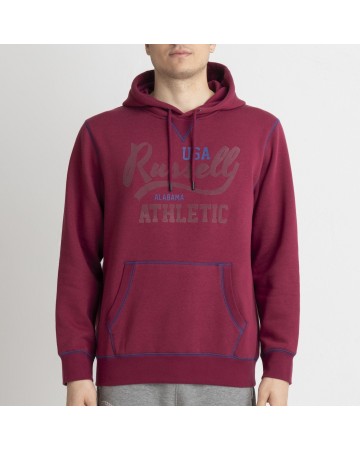 Russell Athletic Ανδρικό Φούτερ με Κουκούλα και Τσέπες Fleece Μπορντό (A1 035 2)