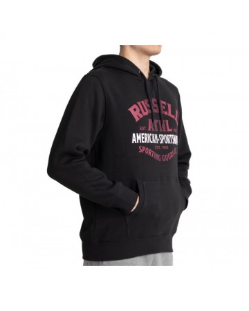 Russell Athletic Ανδρικό Φούτερ με Κουκούλα και Τσέπες Fleece Μαύρο (A1 041 2)