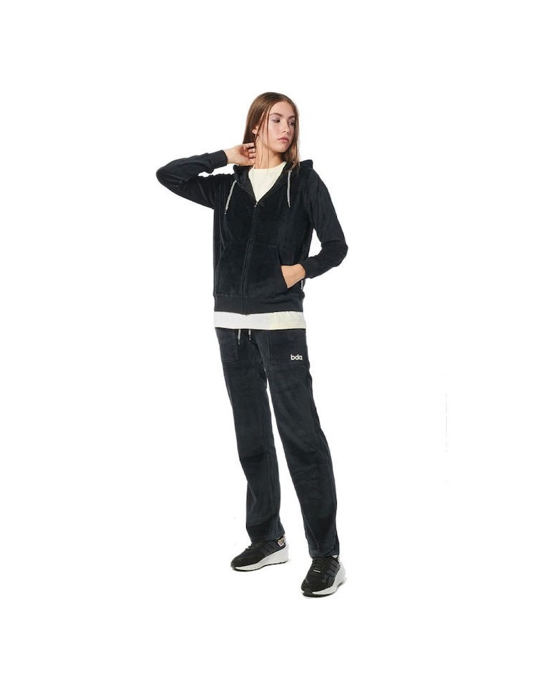 Γυναικεία Ζακέτα με Κουκούλα Body Action Women Velour Hoodie Jacket 071222-01 Black