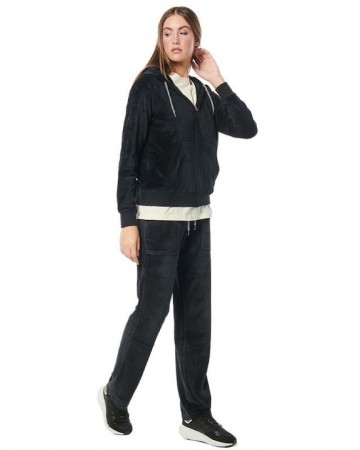 Γυναικεία Ζακέτα με Κουκούλα Body Action Women Velour Hoodie Jacket 071222-01 Black