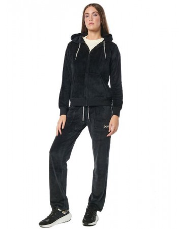 Γυναικεία Ζακέτα με Κουκούλα Body Action Women Velour Hoodie Jacket 071222-01 Black