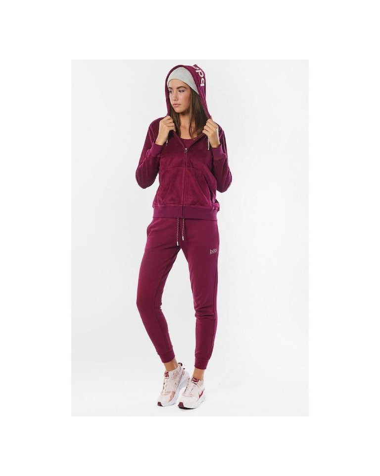 Γυναικεία Ζακέτα με Κουκούλα Body Action Women Velour Hoodie Jacket 071222 01 Purple