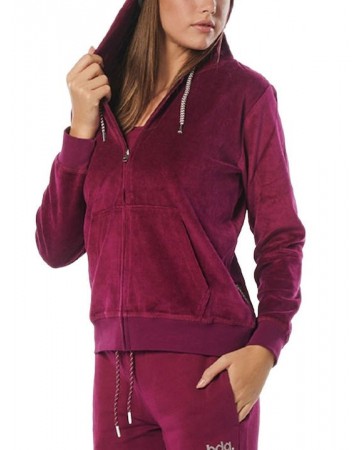 Γυναικεία Ζακέτα με Κουκούλα Body Action Women Velour Hoodie Jacket 071222 01 Purple