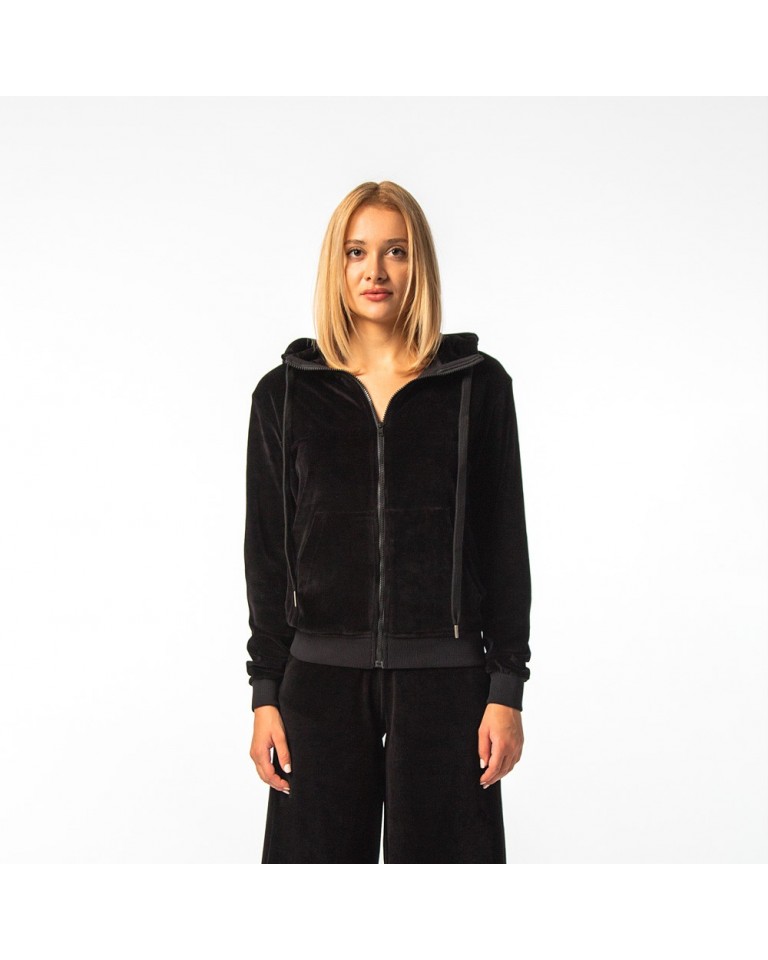 Γυναικεία Ζακέτα με Κουκούλα Be Nation Velour Full Zip Hood Black 07102206 01