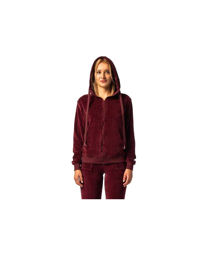 Γυναικεία Ζακέτα με Κουκούλα Be Nation Velour Full Zip Hood Bordeaux 07102206 5C