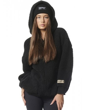 Γυναικεία Ζακέτα με Κουκούλα Body Action Women's Oversized Full-Zip Sherpa Hoodie 071323-01 (Black)