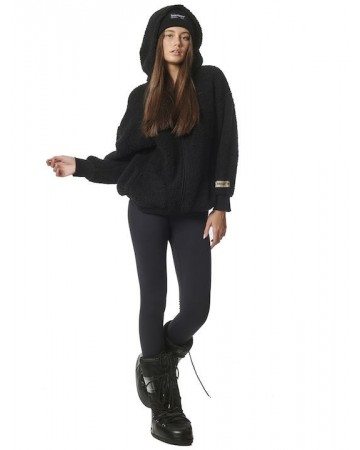 Γυναικεία Ζακέτα με Κουκούλα Body Action Women's Oversized Full-Zip Sherpa Hoodie 071323-01 (Black)