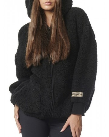 Γυναικεία Ζακέτα με Κουκούλα Body Action Women's Oversized Full-Zip Sherpa Hoodie 071323-01 (Black)