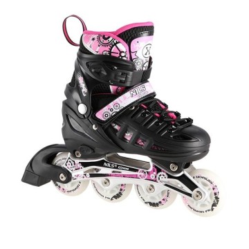 Αυξομειούμενα Roller NH 10905 ΣΕΤ 4 ΣΕ 1 INLINE SKATES NILS EXTREME Μαυρο/Ροζ LED-Large (39-42)