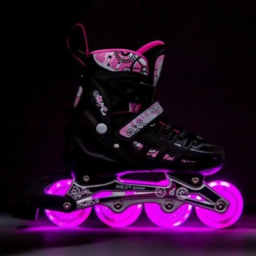 Αυξομειούμενα Roller NH 10905 ΣΕΤ 4 ΣΕ 1 INLINE SKATES NILS EXTREME Μαυρο/Ροζ LED-Large (39-42)