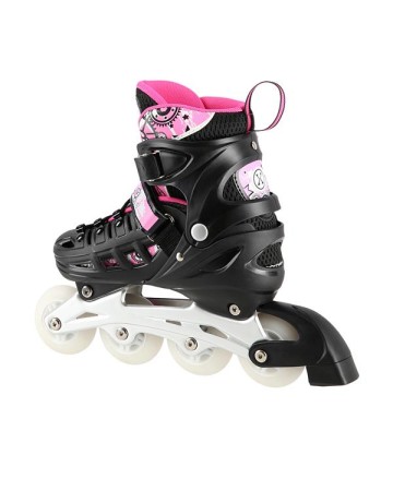 Αυξομειούμενα Roller Nils Extreme Σέτ 4 σε 1 Inline Skates NH 10905 Μαύρο/Ρόζ Led (Size 39-42)