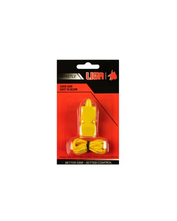 Σφυρίχτρα πλαστική με λουράκι (Plastic whistle with lanyard) Ligasport (Yellow)