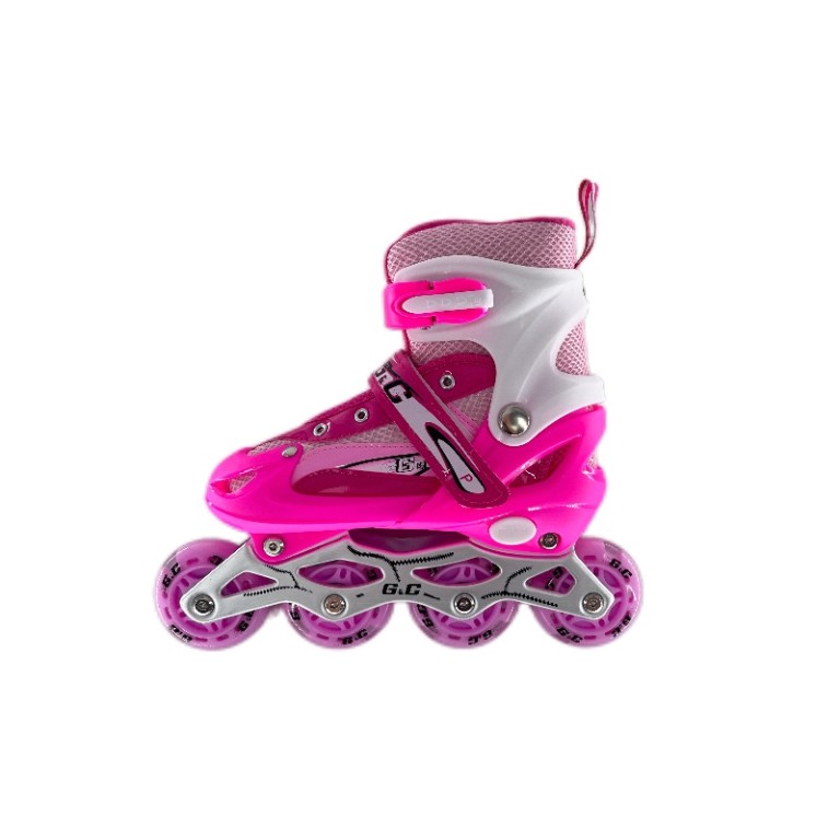 Αυξομειούμενα Πατίνια Roller G&C SK2 Σέτ 3 σε 1 Ρόζ Led (Size 39-42)