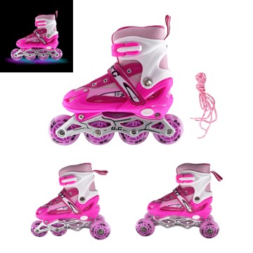 Αυξομειούμενα Πατίνια Roller G&C SK2 Σέτ 3 σε 1 Ρόζ Led (Size 38-42)